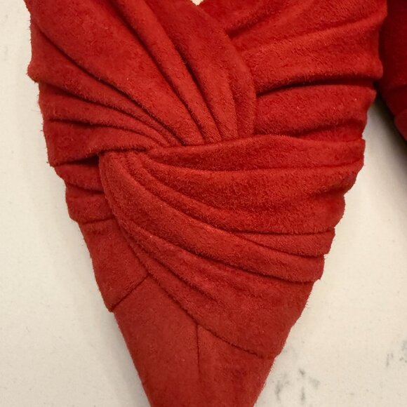 Prada Red Suede Slingback Kitten Heels Size 38 - Picture 5 of 15